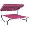 vidaXL Outdoor Lounge Bed with Canopy Pink