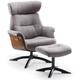 Les Tendances - Fauteuil de relaxation manuel avec repose pied bois et tissu gris Arkos