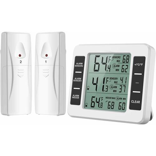 Neue Version] Kühlschrankthermometer, Gefrierthermometer, Kühlschrankthermometer Innen- und