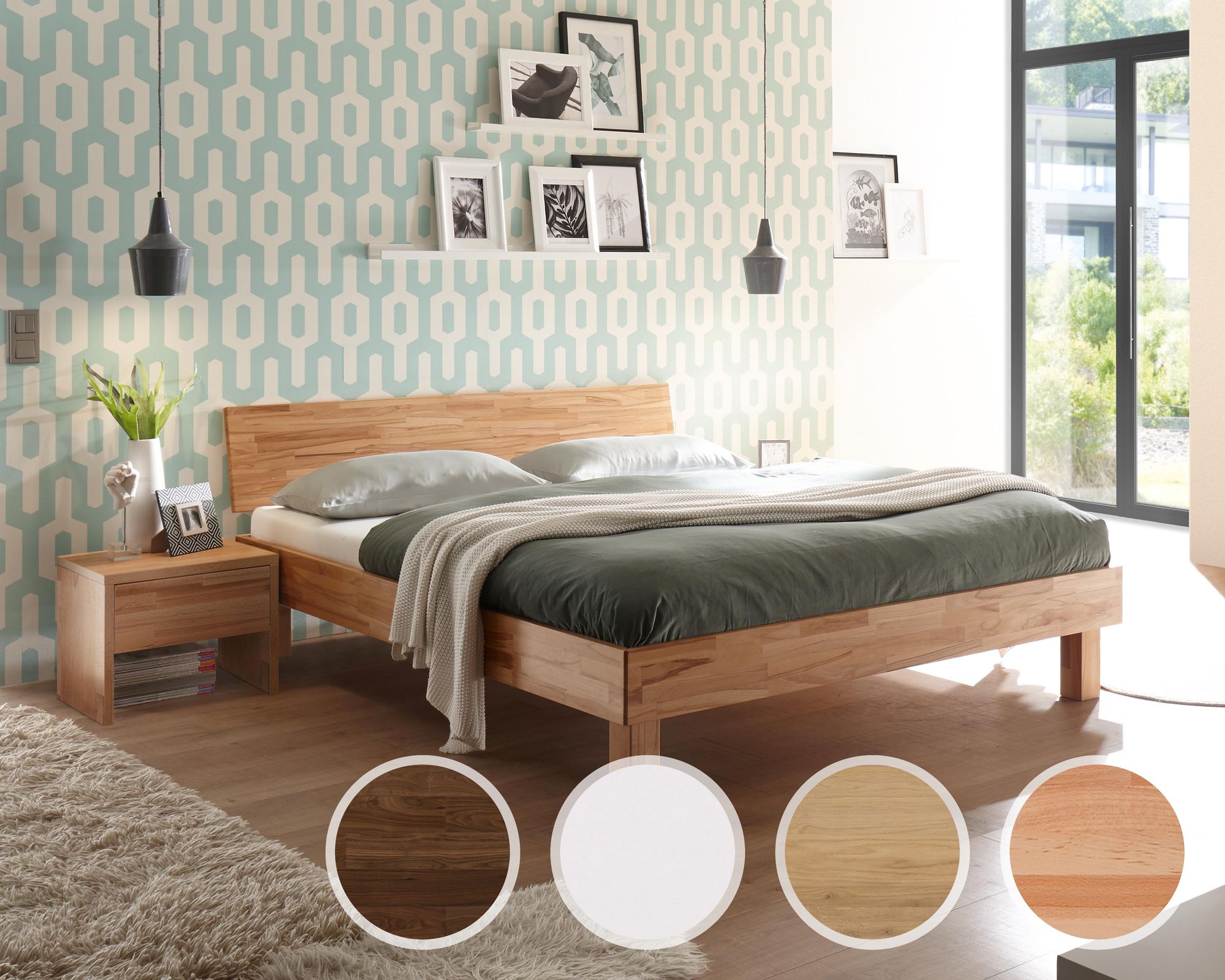 Hasena Pronto »Forti« Massivholzbett 90x200 cm / Buche weiss deckend, lackiert / 20 cm