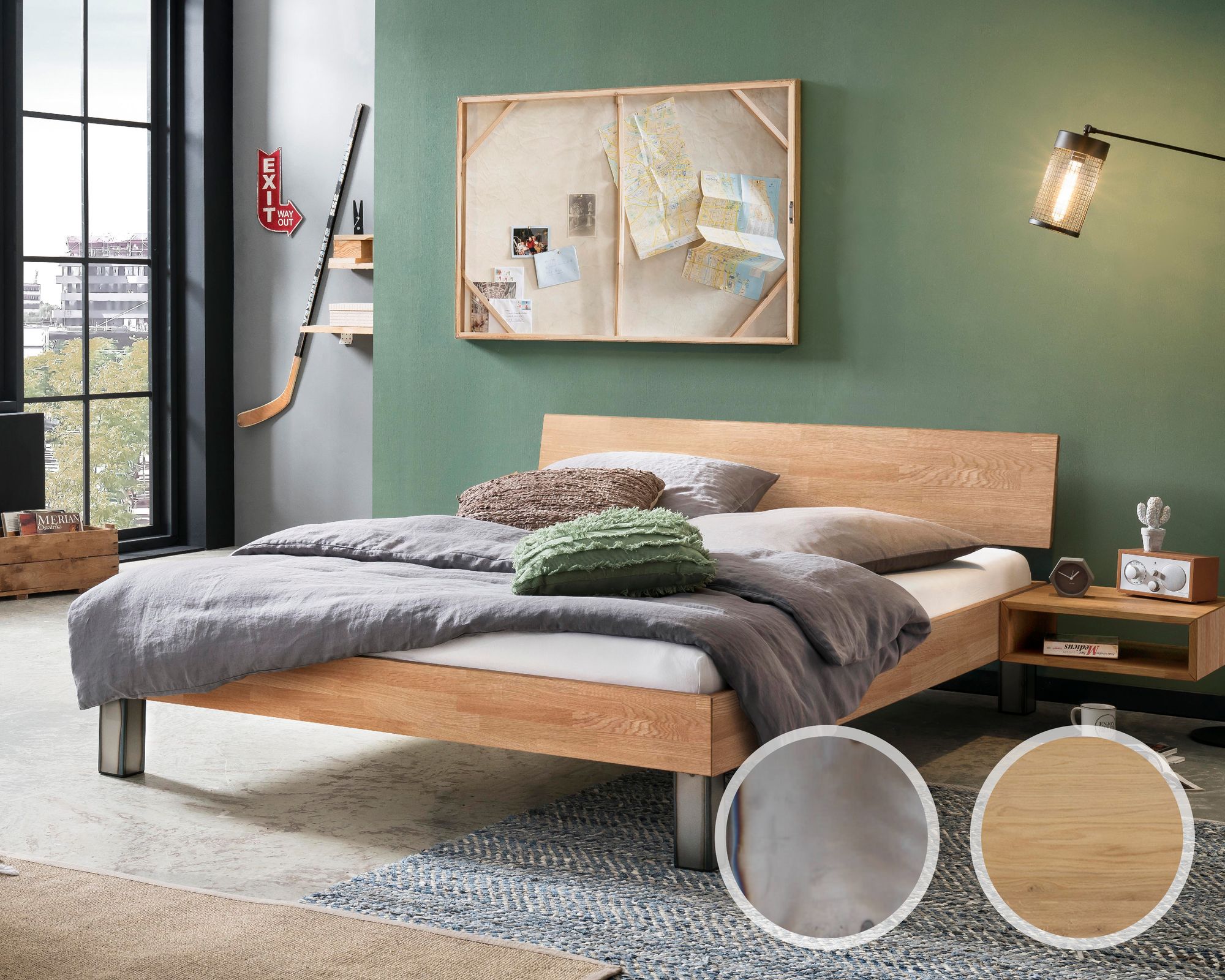 Hasena Pronto »Lodi« Massivholzbett 90x200 cm / Wildeiche natur, gebürstet, geölt / 20 cm