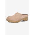 Extra Wide Width Women's Motto Clog Mule by Bella Vita in Almond Suede Leather (Size 12 WW)