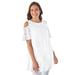 Plus Size Women's Eyelet Cold-Shoulder Tunic by Woman Within in White (Size L)