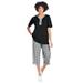 Plus Size Women's 2-Piece Tunic Capri Set by Woman Within in Black Mini Gingham (Size 4X)