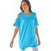 Plus Size Women's Eyelet Cold-Shoulder Tunic by Woman Within in Paradise Blue (Size 1X)