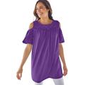 Plus Size Women's Eyelet Cold-Shoulder Tunic by Woman Within in Purple Orchid (Size 4X)