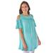 Plus Size Women's Eyelet Cold-Shoulder Tunic by Woman Within in Azure (Size 3X)