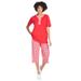 Plus Size Women's 2-Piece Tunic Capri Set by Woman Within in Vivid Red Mini Gingham (Size 4X)