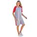 Plus Size Women's 2-Piece Short-Sleeve Set by Woman Within in Heather Grey Vivid Red (Size 4X)