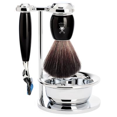 Mühle VIVO 4-teiliges Rasierset, Black Fibre, mit Gillette® Fusion™ Griffmaterial Edelharz schwarz Herren Image