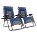 PHI VILLA Reclining Zero Gravity Chair w/ Cushion Metal in Gray/Blue | 44.9 H x 65 W x 35.4 D in | Wayfair E02GF0101-010-06-2
