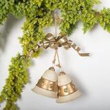 The Holiday Aisle® 2 Piece Bells w/ a Bow Holiday Shaped Ornament Set Metal in Brown/Yellow | 9 H x 6 W x 2.5 D in | Wayfair
