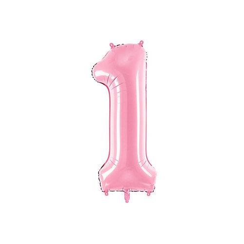 Befüllter Heliumballon Fertiger Geburtstagsballon Zahl 1 rosa
