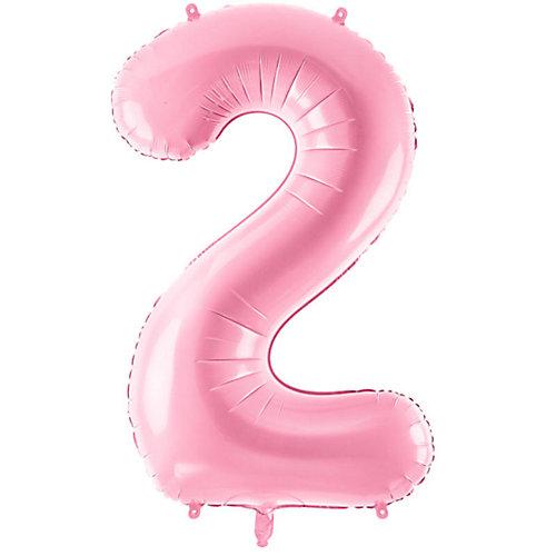 Befüllter Heliumballon Fertiger Geburtstagsballon Zahl 2 rosa