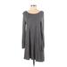 H&M Casual Dress - A-Line Boatneck Long Sleeve: Gray Solid Dresses - Women's Size Small