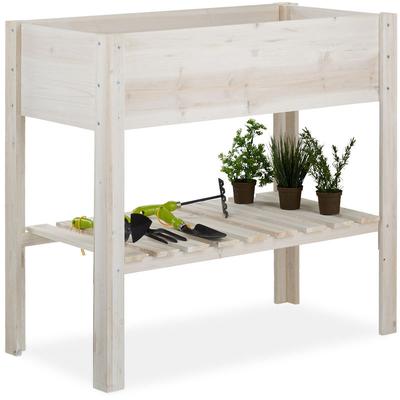 Hochbeet, Balkon, Terrasse & Garten, Holz, mit Stauraum, Rückenschonend, hbt: 80x88x44 cm, Image