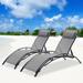 2-Pcs Outdoor Ergonomic Chaise Lounge Pool Sunbed Chair 5 Position Adjustable Recliner with Aluminum Frame&Textilene Fabric