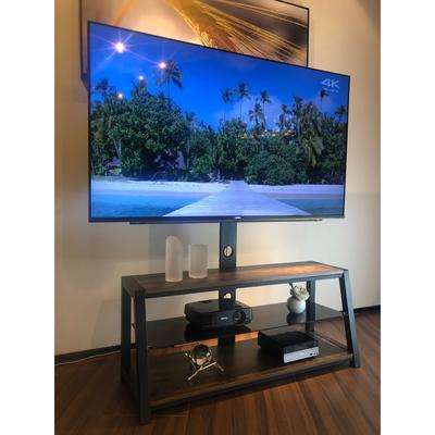 Wooden Storage Tv Stand Tempered Glass Height Adjustable Universal Swivel Entertainment Center With TV Stand