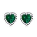 SISGEM s925 Silver Emerald Stud Earrings, 925 Sterling Silver Emerald Green Birthstone Earrings with Heart Shape, for Women Girls Ladies Mum Sisters