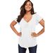 Plus Size Women's Flutter-Sleeve Sweetheart Ultimate Tee by Roaman's in White (Size 38/40) Long T-Shirt Top