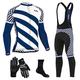 FDX Men's Winter Cycling Suit with Gloves, Socks - Italian Thermal Roubaix Windproof Equin Cycle Clothing Set - Long Sleeve Jersey, 3D Padded Bib Tight for Bicycle Riding, Outdoor Sports(White-S)