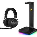 Corsair Virtuoso RGB Wireless XT Hi-Fi-Gaming-Headset mit Räumlichem Klang, Schiefer & ST100 Premium Kopfhörer-Ständer (2X USB 3.1, Aluminium, 7.1 Dolby Audio Ausgang) schwarz