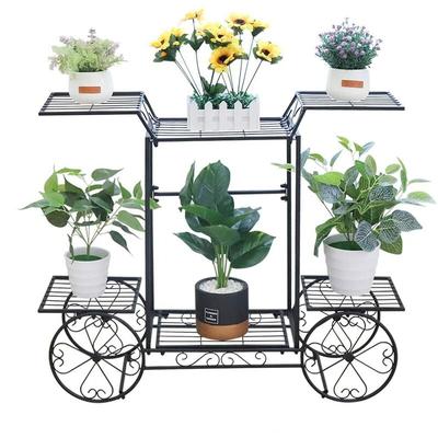 Blumenregal aus Metall, Blumenständer mit 6 Ablagen, Blumentreppe Pflanzentreppe für Innen Garten Image