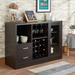 Wood Server Buffet with Storage and Wine Rack in Espresso