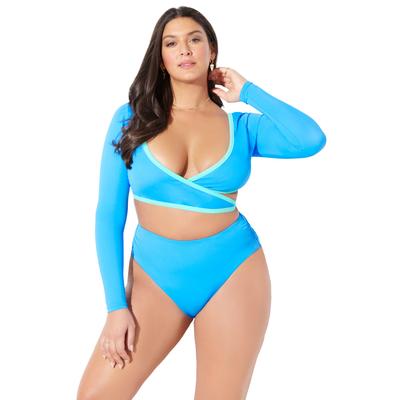 Plus Size Women's Wrap Front Bikini Top by Swimsuits For All in Ocean Miami (Size 14)