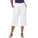 Plus Size Women's Wide-Leg Crop Chambray Pants by Jessica London in White (Size 12 W)