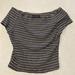 Brandy Melville Tops | Brandy Melville One Size Striped Ribbed Stretch Off The Shoulder Crop Top | Color: Black/Gray | Size: One Size