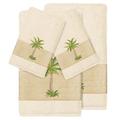 Linum Home Textiles Colton 100% Turkish Cotton Embellished 4 Piece Towel Set Terry Cloth in White/Brown | 27 W in | Wayfair EMH05-2BT2HT-COLTON