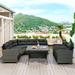 Outdoor 6 Piece Garden Patio Furniture Set Handcrafted Rattan Wicker Dinning Sectional Sofa Sets with Thick Cushions&Pillows