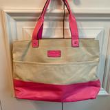 Kate Spade Bags | Kate Spade Bright Pink Canvas Tote Bag With Floral Print Lining | Color: Cream/Pink | Size: Os