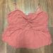 American Eagle Outfitters Tops | Aeo | Spaghetti Strap Twist Front Keyhole Crop Top In Coral | Color: Orange/Pink | Size: L