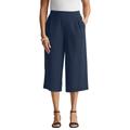 Plus Size Women's Wide-Leg Crop Crepe Pants by Jessica London in Navy (Size 1X)