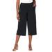 Plus Size Women's Wide-Leg Crop Crepe Pants by Jessica London in Black (Size L)