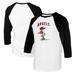 Women's Tiny Turnip White/Black Los Angeles Angels Slugger 3/4-Sleeve Raglan T-Shirt