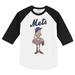 Infant Tiny Turnip White/Black New York Mets Babes Raglan 3/4 Sleeve T-Shirt