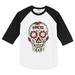 Toddler Tiny Turnip White/Black Arizona Diamondbacks Sugar Skull Raglan 3/4 Sleeve T-Shirt