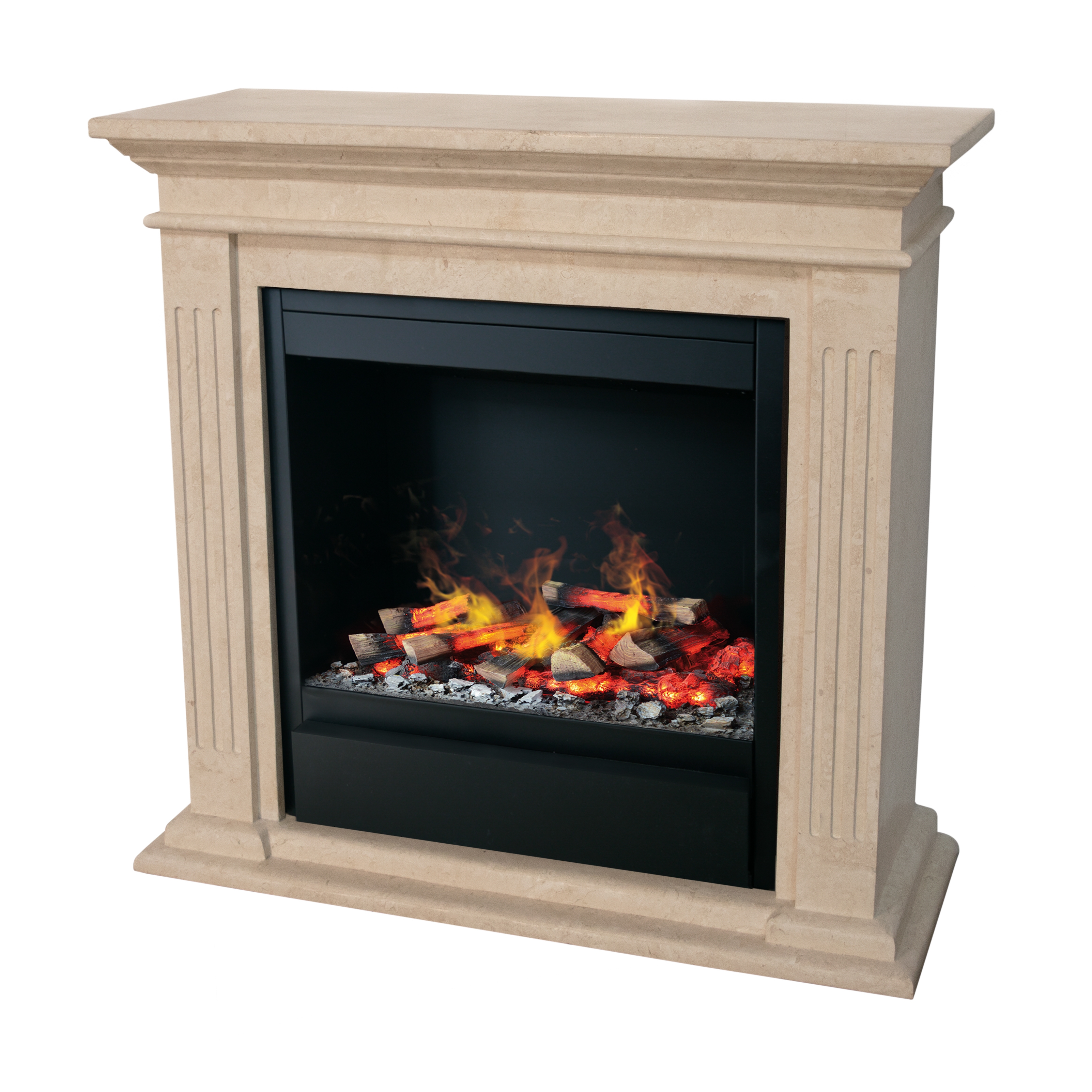 Xaralyn Cadiz Opti-myst Elektrokamin (Dimplex Albany): Fossil Stone poliert, Cremeweiß - Albany - Schwarz spiegelnd
