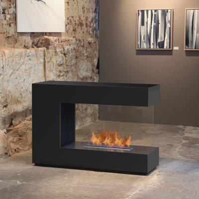 muenkel design loft.line -- C-02 [Design Raumteiler Ethanol Kamin]: Tiefschwarz - safety burner 450