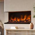 muenkel design wall fire electronic PRO FL 1100 [Opti-myst Elektrokamineinsatz Wandeinbau]: Glas halbhoch, umlaufend - mit Dekoholz - Ohne Heizung - Wasserleitung