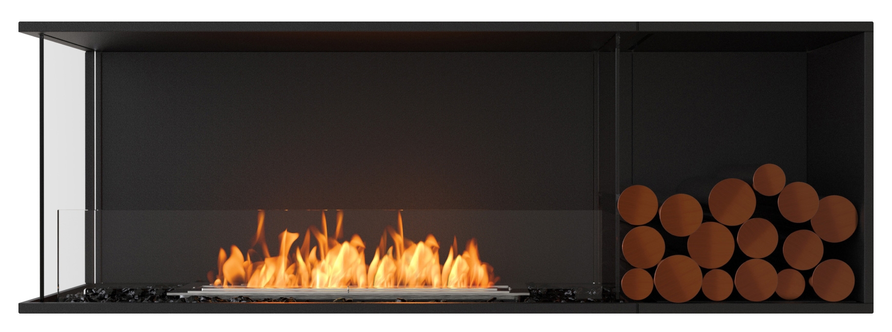 EcoSmart Flex - Front + links offen [Ethanol Einbau Gehäuse]: Flex60 - Holzbox rechtsseitig Image