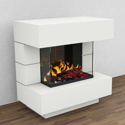 muenkel design London 900 Opti-glo [Elektrokamin Opti-myst]: weiß (warm) - Ohne Heizung - Tank - Dekoholz mit Stehrost (gerade)