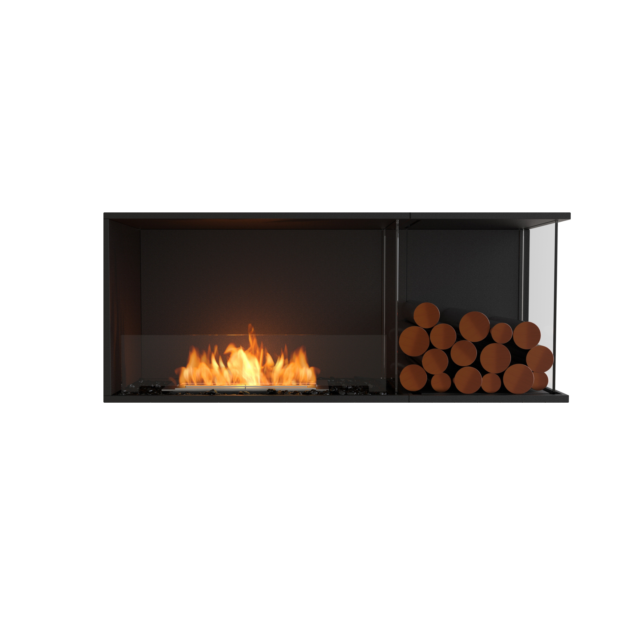 EcoSmart Flex - Front + rechts offen [Ethanol Einbau Gehäuse]: Flex50 - Holzbox rechtsseitig