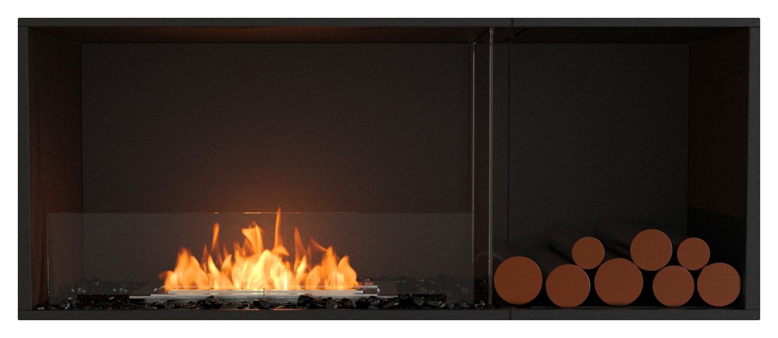 EcoSmart Flex - Frontöffnung [Ethanol Einbau Gehäuse]: Flex50 - Holzbox rechtsseitig