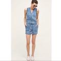 Anthropologie Pants & Jumpsuits | Hei Hei Denim Romper From Anthropology | Color: Blue/White | Size: M
