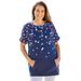 Plus Size Women's Americana Kangaroo Pocket Tee by Woman Within in Navy Falling Star (Size 42/44) Shirt