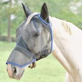 SmartPak Fine Mesh Fly Mask with Extended Nose - Horse - Black w/ Navy Trim - Smartpak